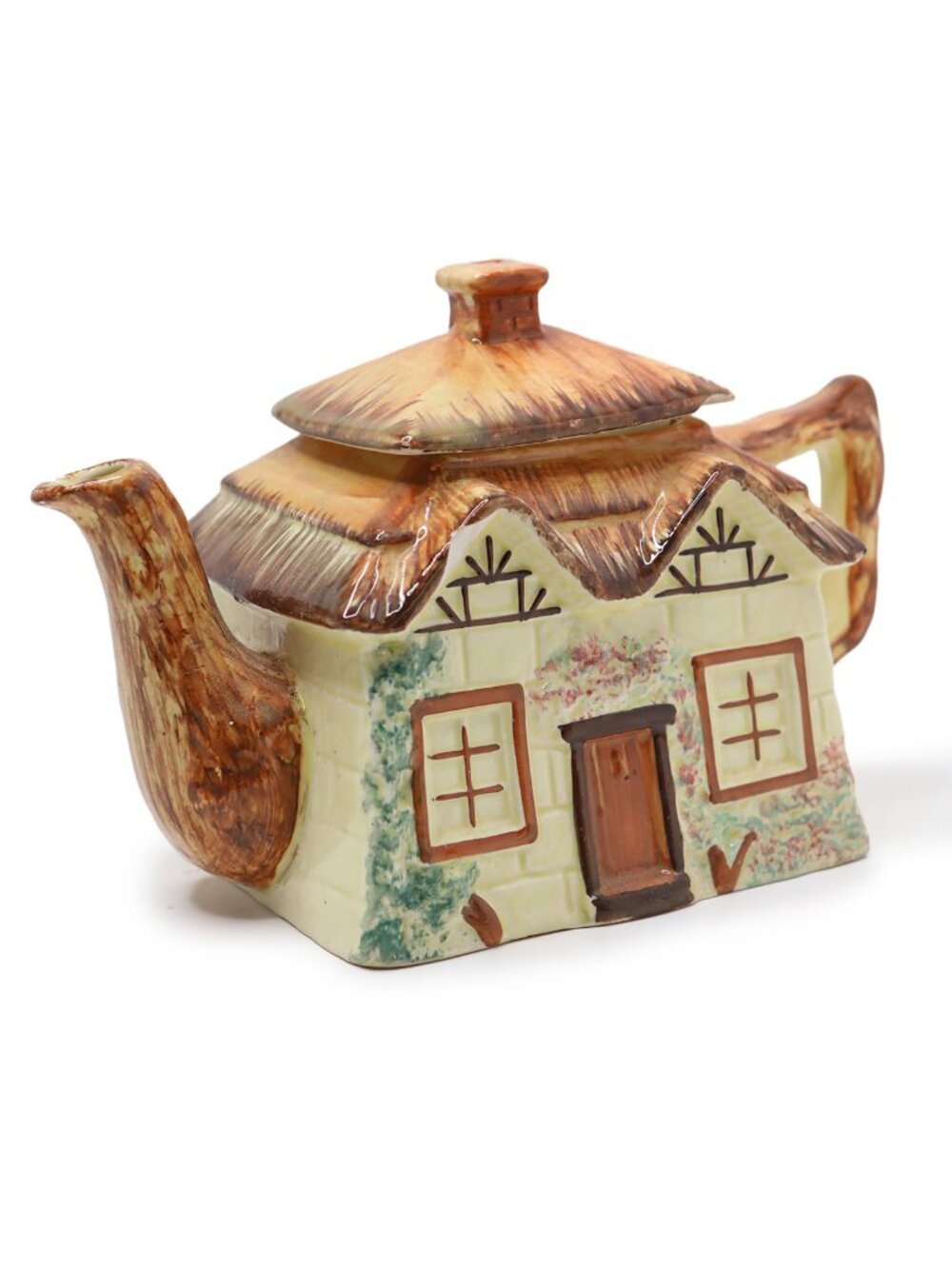 Vintage Keele Street Pottery England Cottage Core Thatch Roof Teapot Collectable